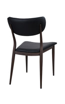 Indoor Metal Chair with Black Vinyl Padded Seat and Back, and Dark Walnut Woodgrain Frame