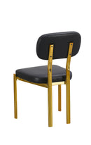 Gold Metal Frame Chair with Black Vinyl Upholstered Seat and Backrest