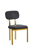 Gold Metal Frame Chair with Black Vinyl Upholstered Seat and Backrest