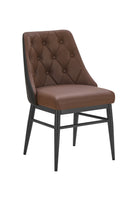 Indoor Burgundy Metal Chair with Diamond Tufted Vinyl Seat & Back and Black Outer Back