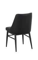 Indoor Black Metal Chair with Diamond Tufted Vinyl Seat & Back