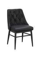 Indoor Black Metal Chair with Diamond Tufted Vinyl Seat & Back