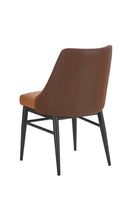 Indoor Brown Metal Chair with Diamond Tufted Vinyl Seat & Back