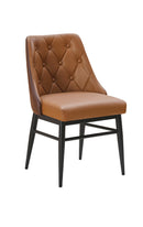 Indoor Brown Metal Chair with Diamond Tufted Vinyl Seat & Back