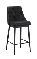 Indoor Black Metal Barstool with Diamond Tufted Vinyl Seat & Back