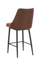 Indoor Brown Metal Barstool with Diamond Tufted Vinyl Seat & Back