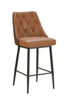 Indoor Brown Metal Barstool with Diamond Tufted Vinyl Seat & Back