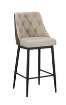 Indoor Cream Metal Barstool with Diamond Tufted Vinyl Seat & Back and Taupe Outer Back