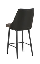 Indoor Gray Metal Barstool with Diamond Tufted Vinyl Seat & Back and Black Outer Back