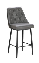 Indoor Gray Metal Barstool with Diamond Tufted Vinyl Seat & Back and Black Outer Back