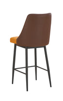 Indoor Orange Metal Barstool with Diamond Tufted Vinyl Seat & Back and Dark Brown Outer Back