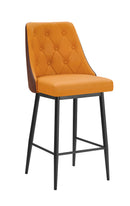Indoor Orange Metal Barstool with Diamond Tufted Vinyl Seat & Back and Dark Brown Outer Back