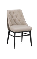 Indoor Cream Metal Chair with Diamond Tufted Vinyl Seat & Back and Taupe Outer Back