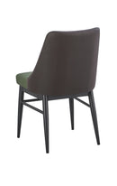 Indoor Green Metal Chair with Diamond Tufted Vinyl Seat & Back and Black Outer Back