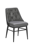 Indoor Gray Metal Chair with Diamond Tufted Vinyl Seat & Back and Black Outer Back