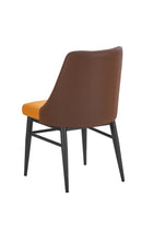 Indoor Orange Metal Chair with Diamond Tufted Vinyl Seat & Back and Dark Brown Outer Back
