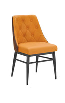 Indoor Orange Metal Chair with Diamond Tufted Vinyl Seat & Back and Dark Brown Outer Back