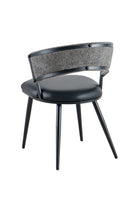 Metal Dinning Chair with Curved Fabric Back and Vinyl Padded Seat, Indoor Use