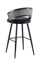 Metal Dinning Barstool with Curved Fabric Back and Vinyl Padded Seat, Indoor Use