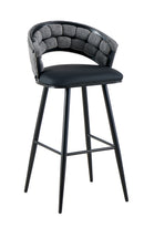 Metal Dinning Barstool with Curved Fabric Back and Vinyl Padded Seat, Indoor Use