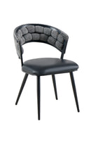 Metal Dinning Chair with Curved Fabric Back and Vinyl Padded Seat, Indoor Use