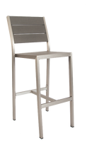 Aluminum Barstool with imitation teak slats in Grey Finish
