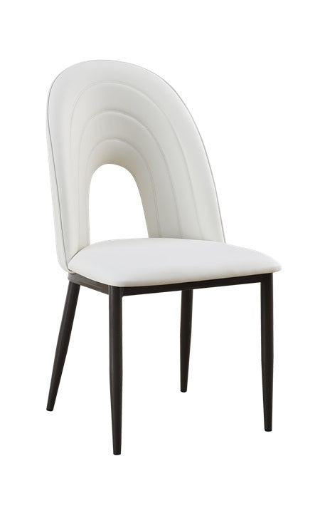 Arc Hollow Metal Chair w/ White Vinyl Seat & Back