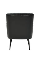 Vintage Metal Arm Chair with Black Tufted Back and Cushioned Seat for Indoor Use