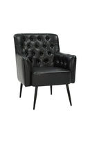 Vintage Metal Arm Chair with Black Tufted Back and Cushioned Seat for Indoor Use