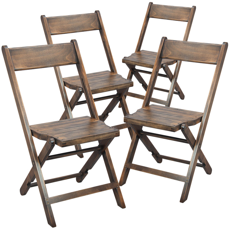 Natalie Slatted Wood Folding Special Event Chair - Antique Black, Set of 4