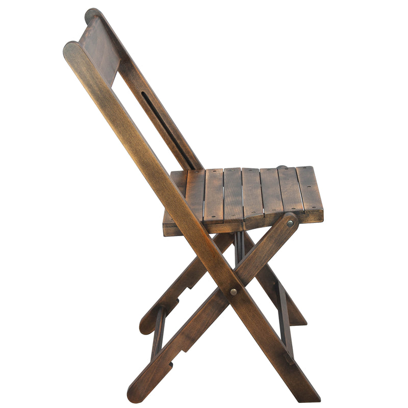 Natalie Slatted Wood Folding Special Event Chair - Antique Black, Set of 4