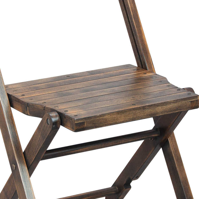 Natalie Slatted Wood Folding Special Event Chair - Antique Black, Set of 4
