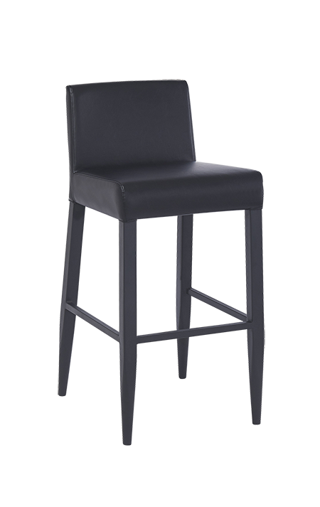Black Metal Barstool with Black Vinyl Back & Seat for Indoor Use