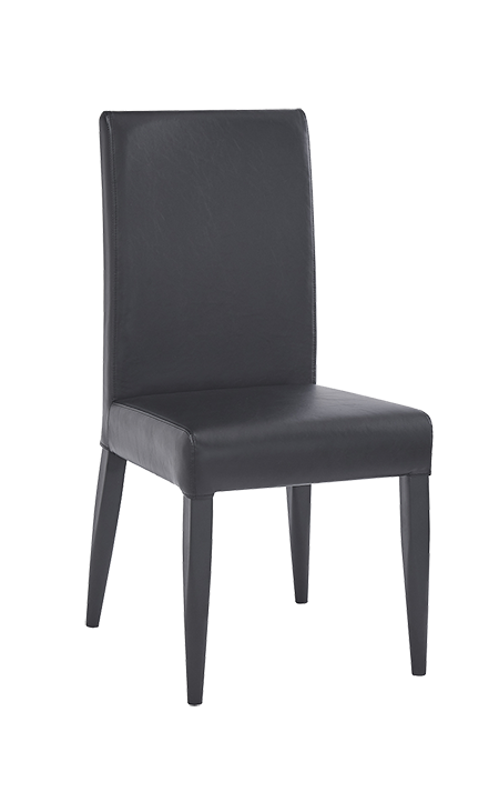 Black Metal Chair w/ Black Vinyl Back & Seat for Indoor Use