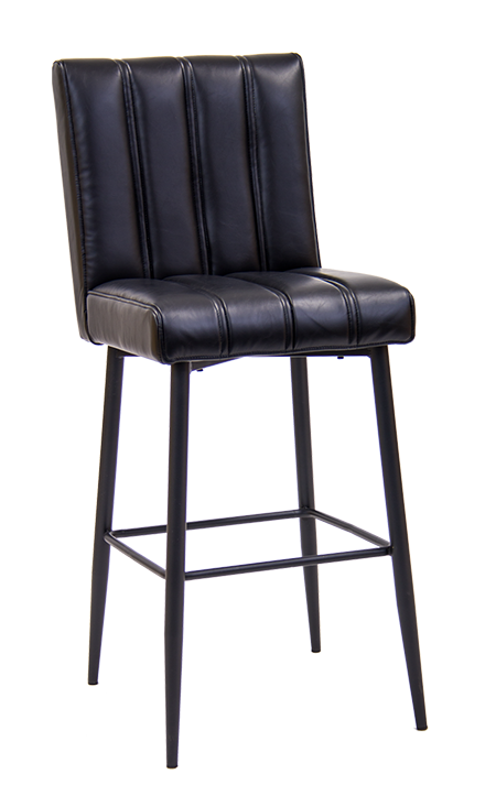 Indoor Metal Bar Stool with Black Vinyl Back & Seat