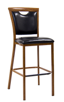 Indoor Wood Grain Metal Barstool in Walnut Finish