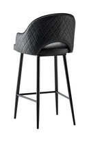 Indoor Steel Barstool with Vinyl Seat and Back in Black