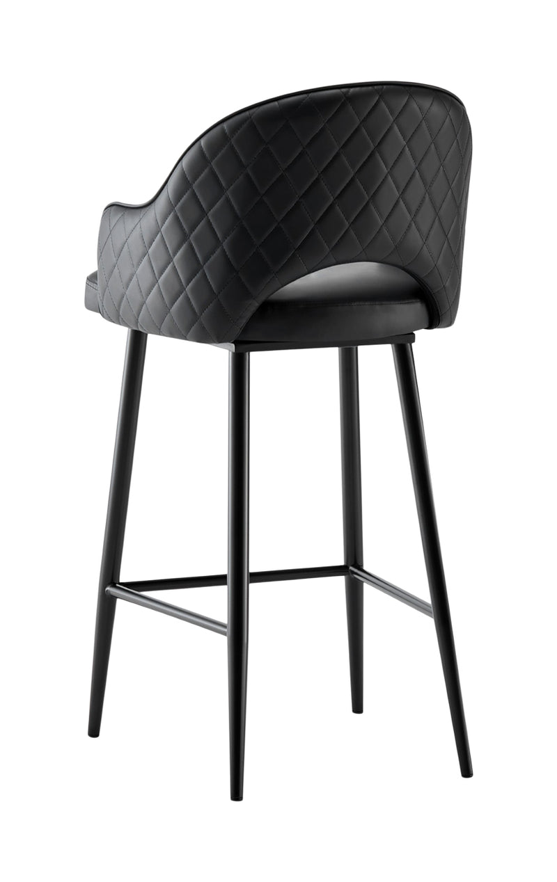 Indoor Steel Barstool with Vinyl Seat and Back in Black