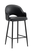 Indoor Steel Barstool with Vinyl Seat and Back in Black