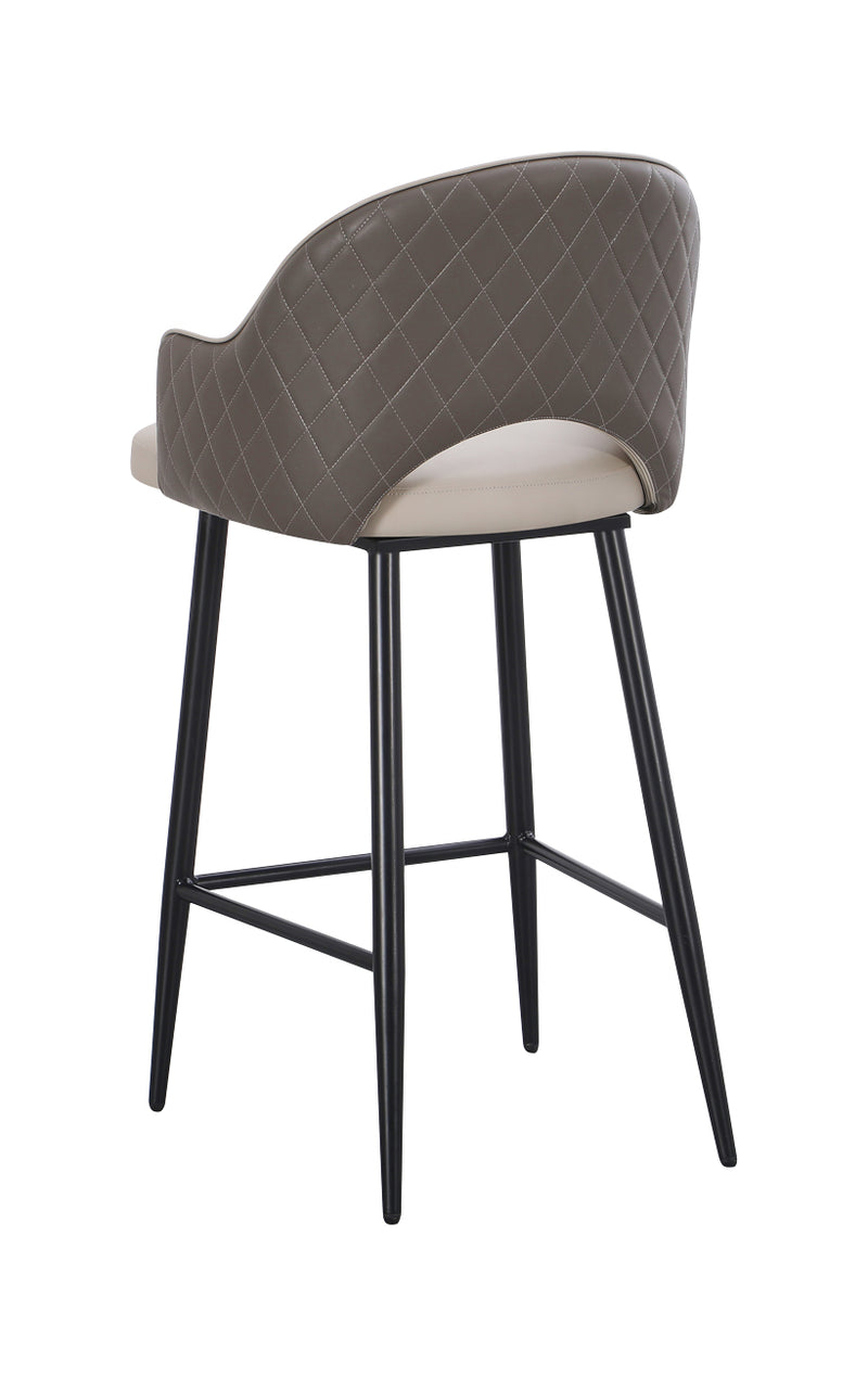 Indoor Steel Barstool with Vinyl Seat and Back in Cream Color