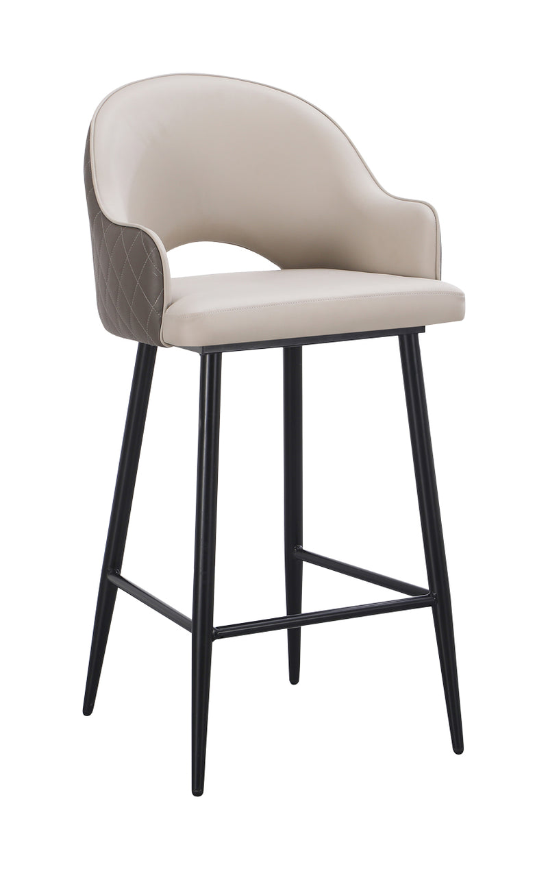Indoor Steel Barstool with Vinyl Seat and Back in Cream Color