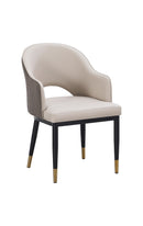 Indoor Steel Chair with Vinyl Seat and Back in Cream Color