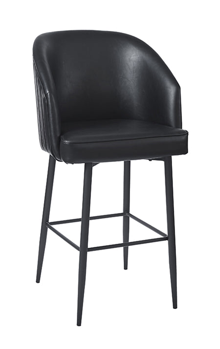 Black Barrel Barstool with Steel Legs