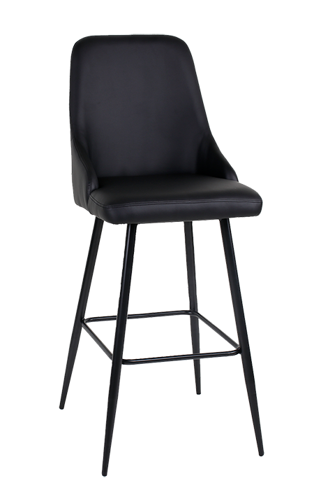 Indoor Black Bucket Vinyl Seat Metal Barstool