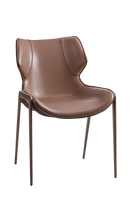 Indoor Wood Grain Frame Metal Chair w/ Brown Vinyl Seat