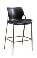 Indoor Wood Grain Frame Metal Barstool w/ Black Vinyl Seat