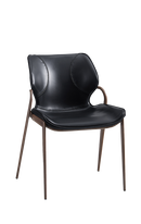 Indoor Wood Grain Frame Metal Chair w/ Black Vinyl Seat