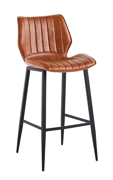 Indoor Caramel Color Vinyl Seat Metal Barstool