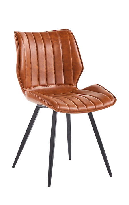 Indoor Caramel Color Vinyl Seat Metal Chair