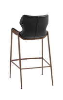 Wood Grain Metal Barstool with Black Vinyl Seat